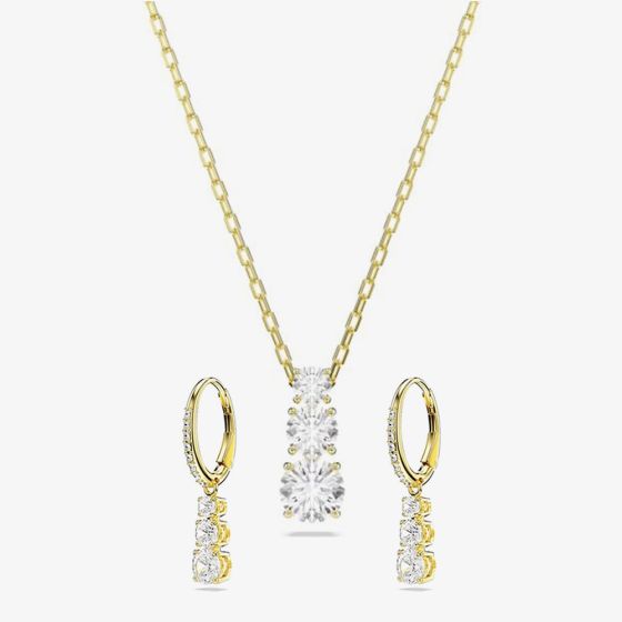 Swarovski Stilla Attract Gold Tone Plated White Zirconia Jewellery Set 5723300 & 5723298