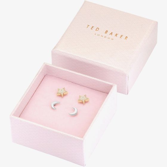Ted Baker MOANNY Two Tone Pave Star & Crescent Moon Stud Earring Set TBJ2621-23-02