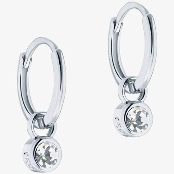 Ted Baker SINALAA Silver Tone Crystal Huggie Earrings TBJ3028-01-02