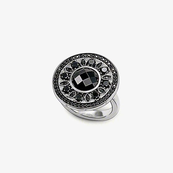 THOMAS SABO Silver Black Cubic Zirconia Fancy Ring TR1957-051-11