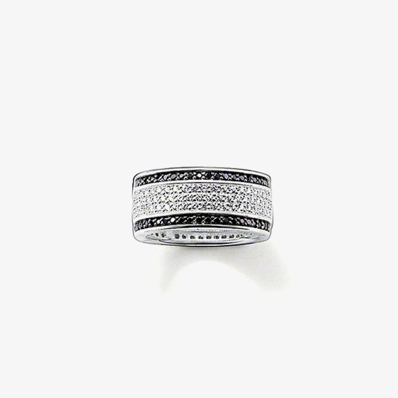 THOMAS SABO Silver Clear Black Cubic Zirconia Pavé Band Ring TR1962-051-18