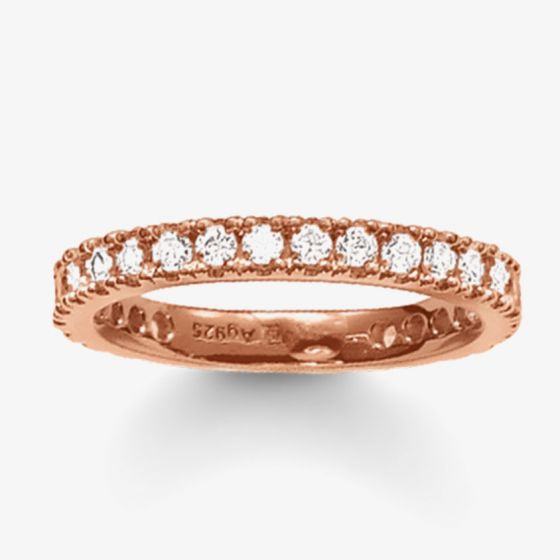 THOMAS SABO Rose Gold Plated Large Clear Cubic Zirconia Narrow Eternity Ring TR1981-416-14