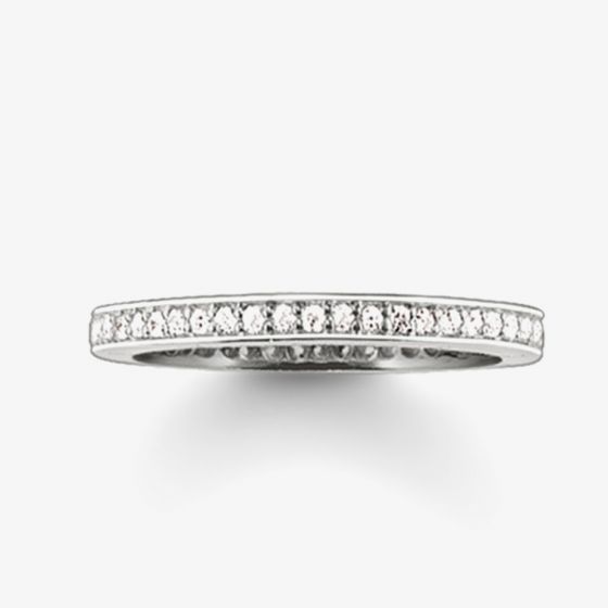 THOMAS SABO Silver Medium Clear Cubic Zirconia Narrow Eternity Ring TR1983-051-14