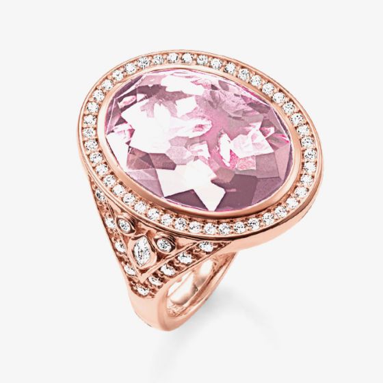 THOMAS SABO Rose Gold Oval Pink Cubic Zirconia Ring TR2022-633-9