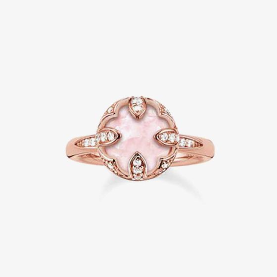 THOMAS SABO Rose Gold Plated Round Pink Cubic Zirconia Ring TR2027-537-9