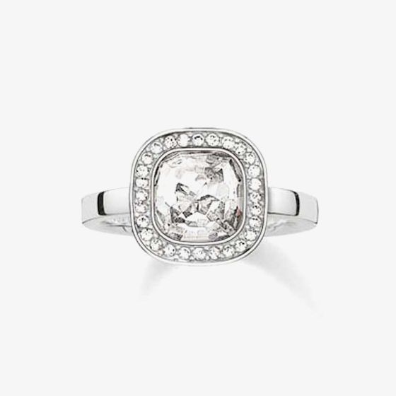 THOMAS SABO Silver Square Cubic Zirconia Ring TR2029-051-14