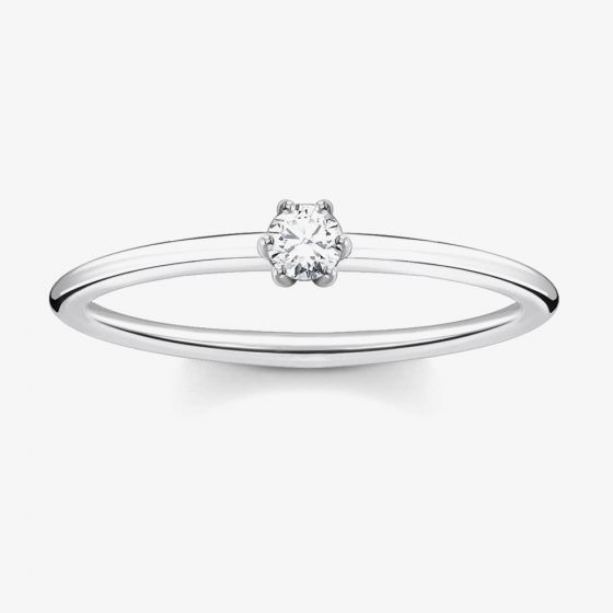 THOMAS SABO Silver Small Six Claw Cubic Zirconia Ring TR2312-051-14