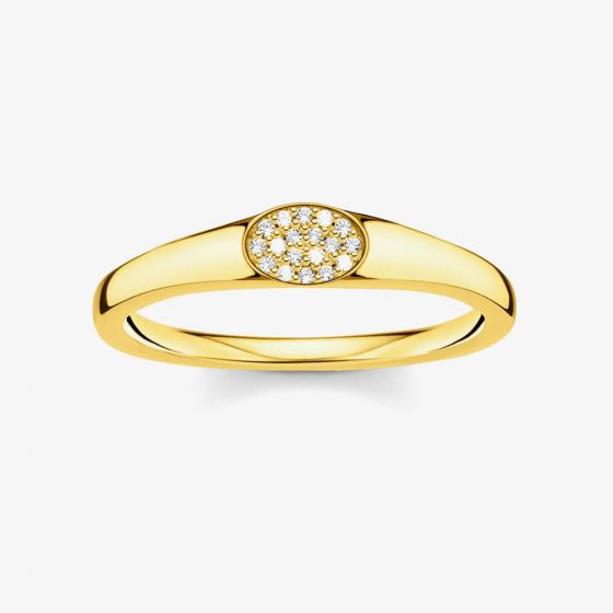 THOMAS SABO Gold Plated Oval Cubic Zirconia Pave Ring TR2315-414-14
