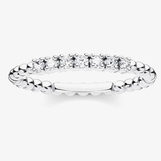 THOMAS SABO Silver Seven Stone Cubic Zirconia Beaded Ring TR2323-051-14