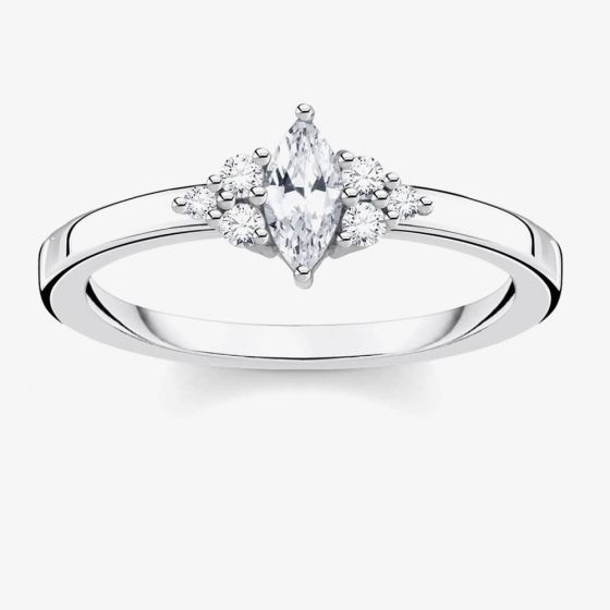 THOMAS SABO Silver Cubic Zirconia Vintage Marquise Cluster Ring TR2325-051-14