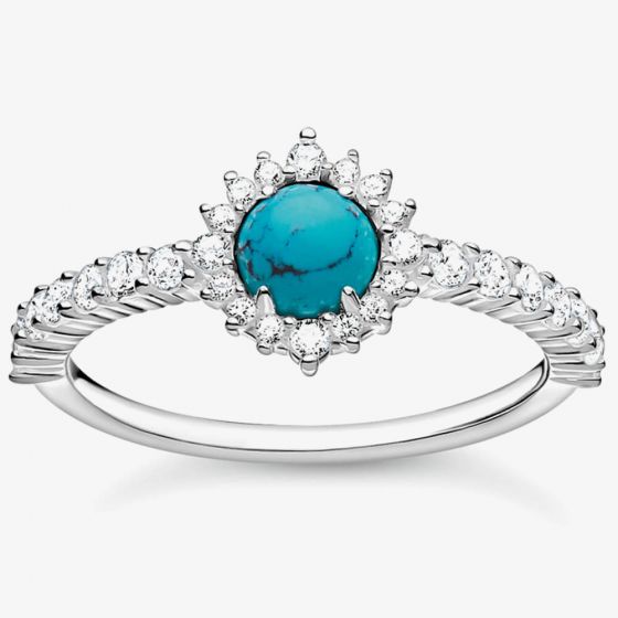 THOMAS SABO Vintage Sterling Silver Turquoise Cocktail Ring TR2344-405-17