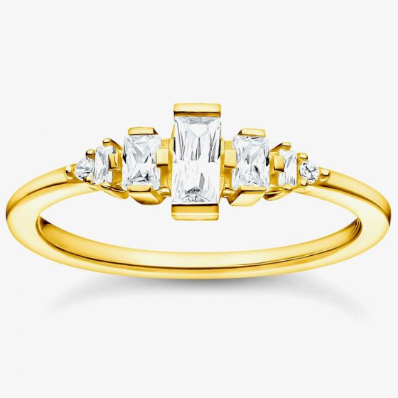 THOMAS SABO Vintage 18ct Yellow Gold Plated Cubic Zirconia Ring TR2347-414-14
