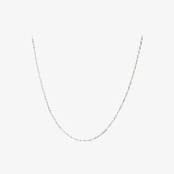 9ct White Gold 18inch Filed Curb Chain W12FC18