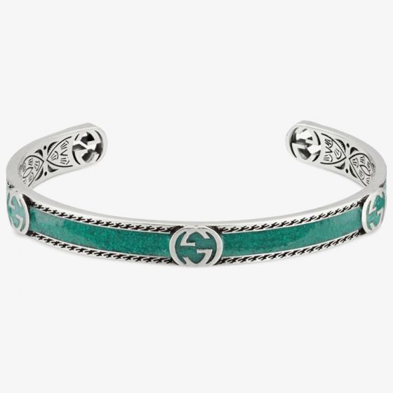 Gucci Interlocking 'G' Turquoise Enamel Bangle YBA645570001