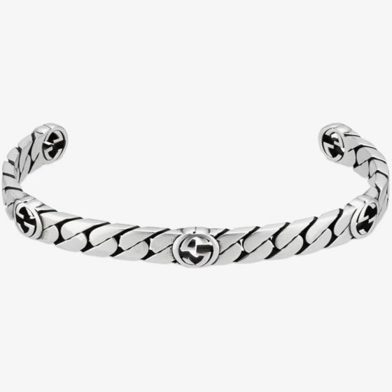Gucci Sterling Silver Interlocking Bangle YBA661526001