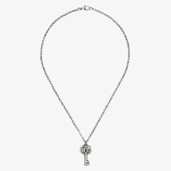 Gucci Marmont Silver Oxidised Key Necklace YBB62775700100U