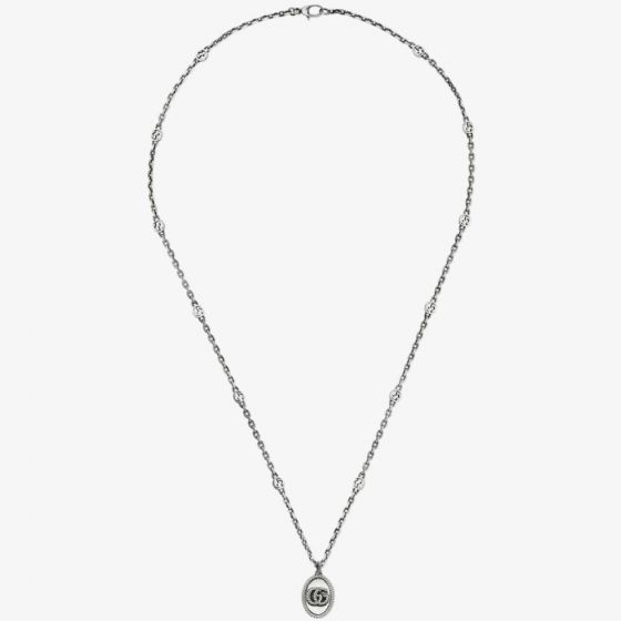 Gucci Marmont Silver Oxidised Double G Necklace YBB63254000100U