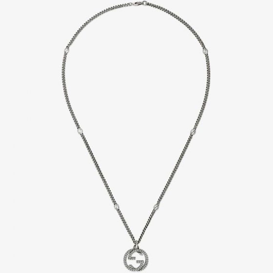 Gucci Interlocking Sterling Silver Pendant Necklace YBB67865100100U