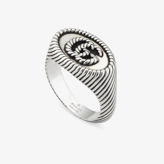 Gucci GG Marmont Silver Oxidised 12mm Oval Ring YBC6317460010