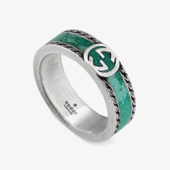 Gucci Interlocking 'G' Turquoise Enamel Ring YBC645573001