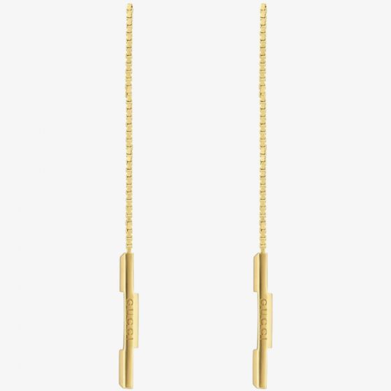 Gucci 18ct Yellow Gold GUCCI Link to Love Chain Bar Dropper Earrings YBD66211500100U