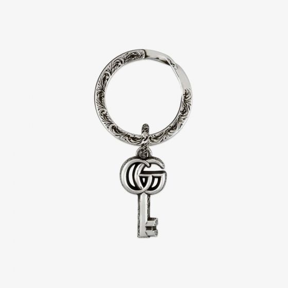 Gucci GG Marmont Silver Oxidised Key Key Ring YBF62776500100U