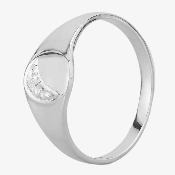 Sterling Silver Half Engraved Oval Signet Ring YSLH143 (ENG)