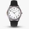 Sekonda Easy Reader Silver & Black Leather Watch 3621