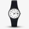 Swatch Black Rubber Strap White Dial with Date Watch GB743-S26