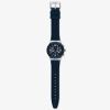 Swatch Blue Grid Chronograph Blue Rubber Strap Watch YVS454