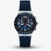 Swatch Blue Grid Chronograph Blue Rubber Strap Watch YVS454