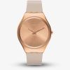 Swatch Skinrosee Rose Gold Plated Pink Rubber Strap Watch SYXG101