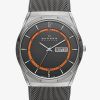 Skagen Titanium Grey Mesh Black And Orange Watch SKW6007