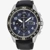 Seiko Mens Prospex Land Solar Stainless Steel Blue Chronograph Dial Black Leather Strap Watch SSC737P1