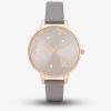 Olivia Burton Pearly Queen Rose Gold and London Grey Strap Watch OB16PQ03