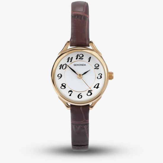 Sekonda Easy Reader Brown Leather Strap Watch 4701
