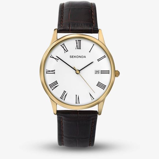 Sekonda Classic Brown Leather Strap Watch 3676