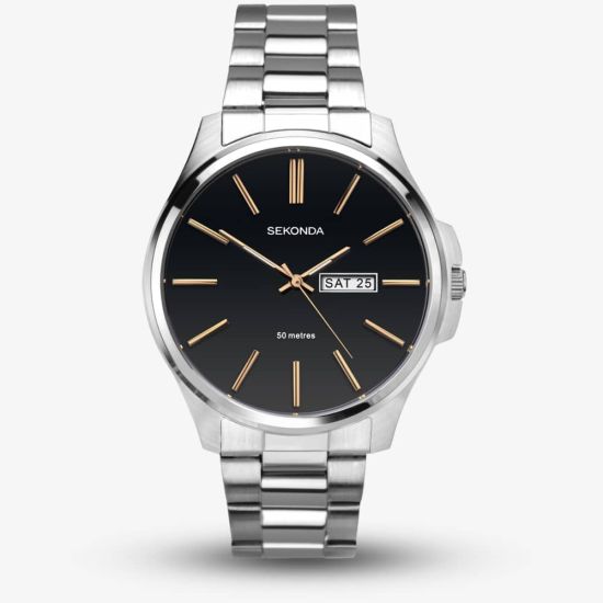 Sekonda Classic Stainless Steel Black Dial Watch 1097