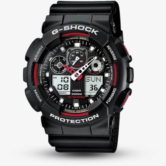 Casio G-Shock Classic Dual Display Black Plastic Strap Watch GA-100-1A4ER 