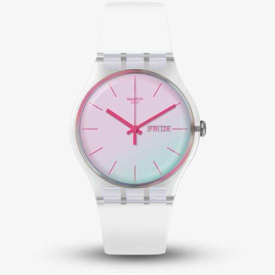 Swatch Unisex Polawhite White Rubber Strap Watch SO29K704-S14