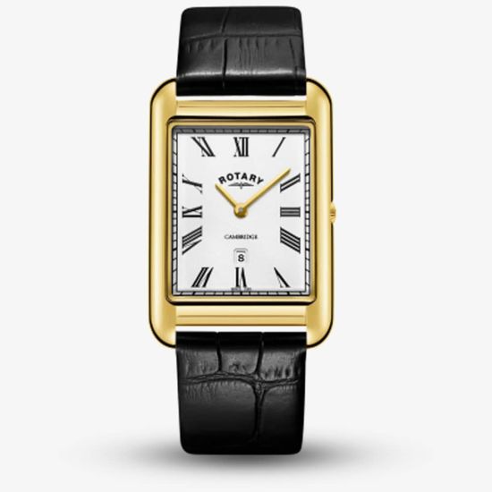 Rotary Mens Cambridge Gold Plated Rectangular Watch GS05283/01