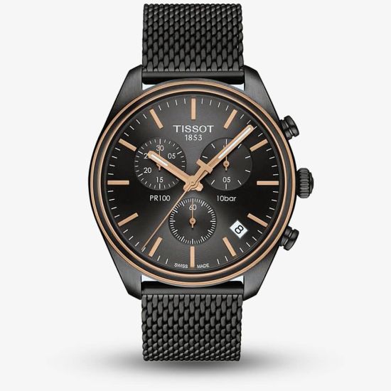 Tissot Mens PR 100 Chronograph Gun Metal & Rose PVD Watch T101.417.23.061.00