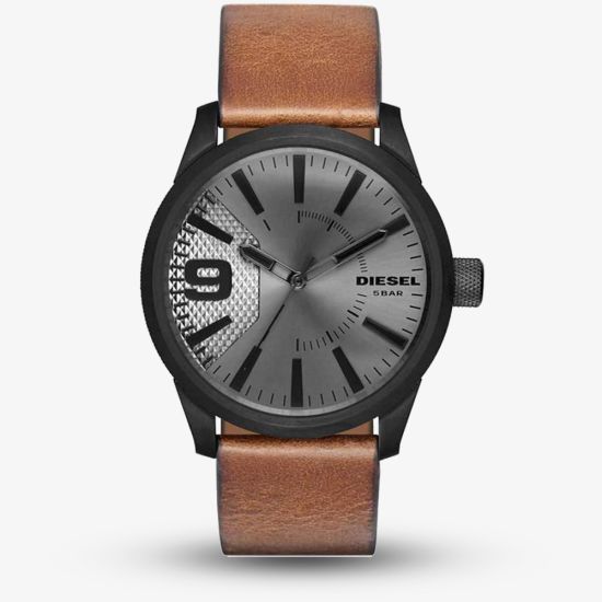 Diesel Mens Rasp Light Brown Leather Strap Watch DZ1764