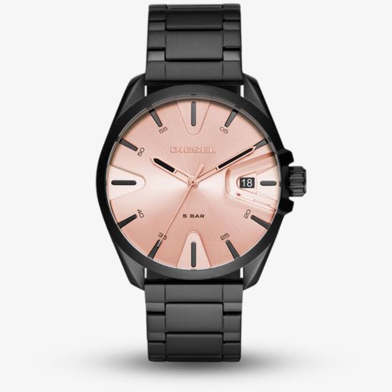 Diesel MS9 Rose Gold Dial Black Bracelet Watch DZ1904