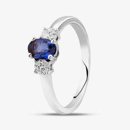 18ct White Gold 0.27ct Sapphire & Diamond Shoulder Set Solitaire Ring BHGJ SAP N, view 2