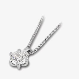 18ct White Gold 0.28ct Brilliant Round 6 Claw Diamond Pendant PD244(4.0), view 2