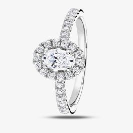 1888 Collection Platinum 1.10ct Certificated Oval Cut Diamond Shoulder Set Halo Ring RC2028(7X5), view 2