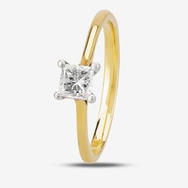 1888 Collection 18ct Yellow Gold Princess Cut 0.40ct Diamond Classic Solitaire Ring RI-2022, view 2