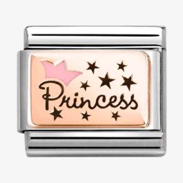 Stylysh Charms Princess Crown Sparkle Enamel Link – 9mm Italian Charm, Stainless Steel