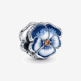 PANDORA 790777C02 Sterling Silver Blue Pansy Flower Charm - thbaker.co.uk